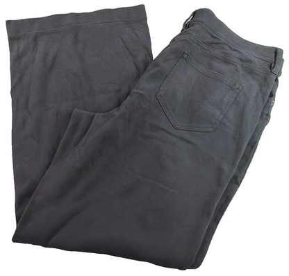 LANDS END Black Sport Knit Elastic Waist Corduroy Wide Leg Pants Womens XL/P NEW