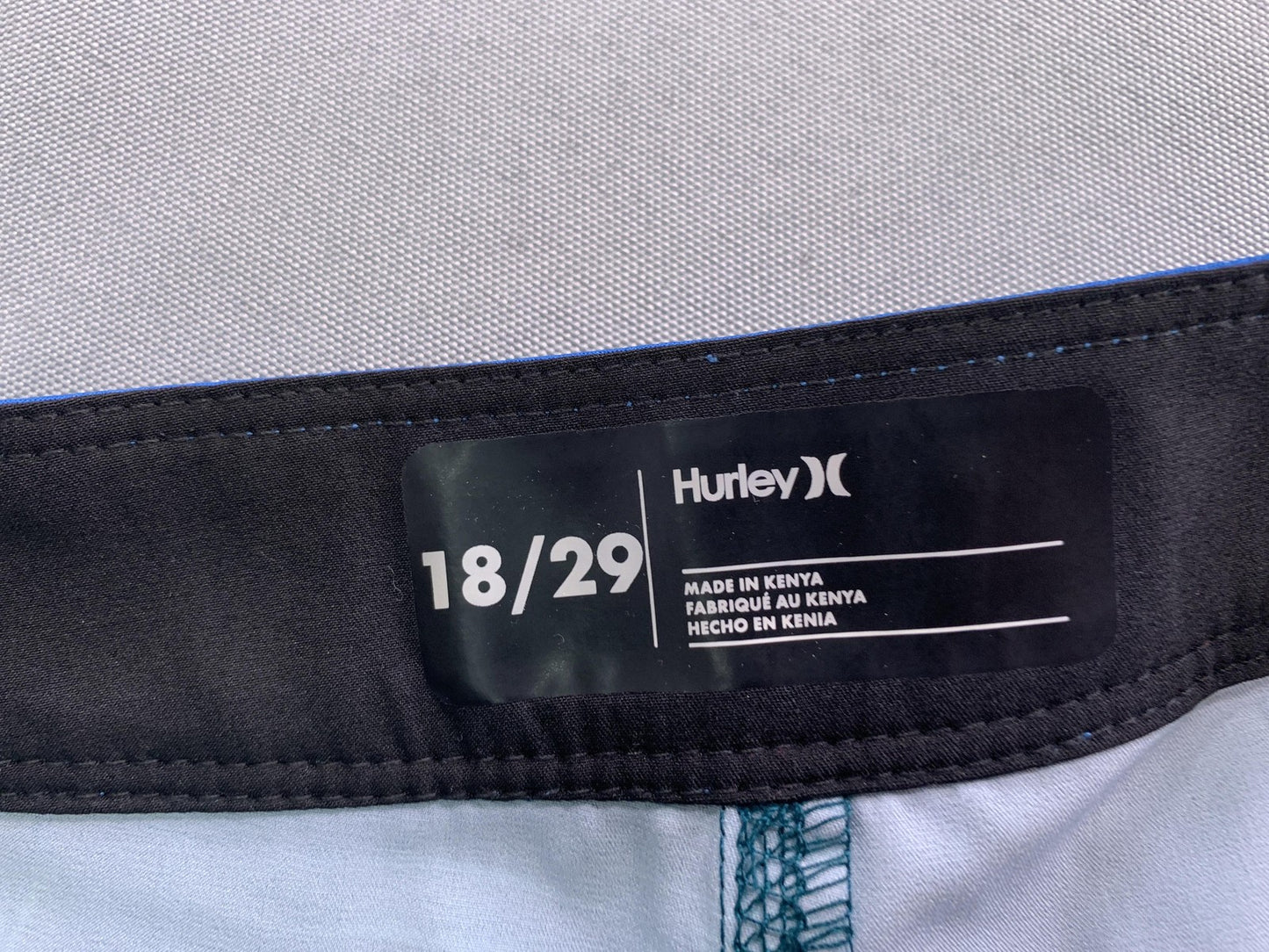 Hurley Boardshorts Boys 18/29 Midnight Teal Palm Tree Swim Trunks Drawstring on