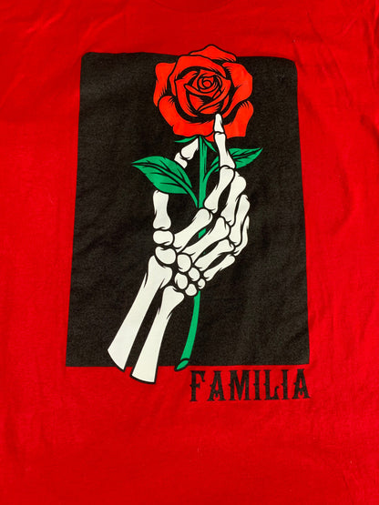 Mad Engine Familia T-Shirt XL Red Skeleton Hand Rose Graphic Tee Streetwear Art