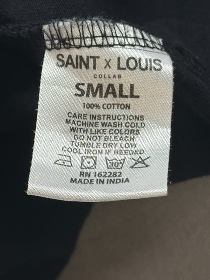 Saint x Louis Collab Mens Small Black Relaxed Boxy Fit Streetwear Oversized Tee