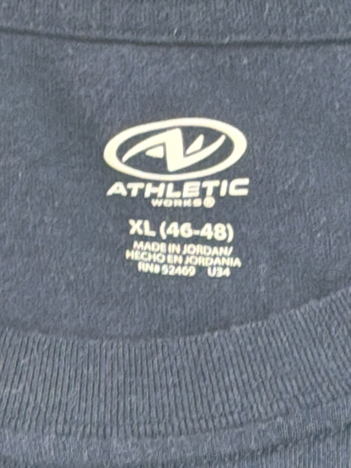 Athletic Works Men Navy Blue Crew Neck Short Sleeve T-Shirt XL 46-48 Soft Blend