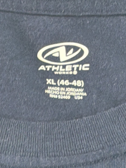 Athletic Works Men Navy Blue Crew Neck Short Sleeve T-Shirt XL 46-48 Soft Blend