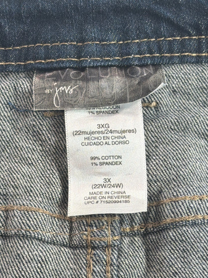 Evolution JMS Plus 3X Denim Mini Skirt Studded Side Raw Hem Distressed 22W 24W