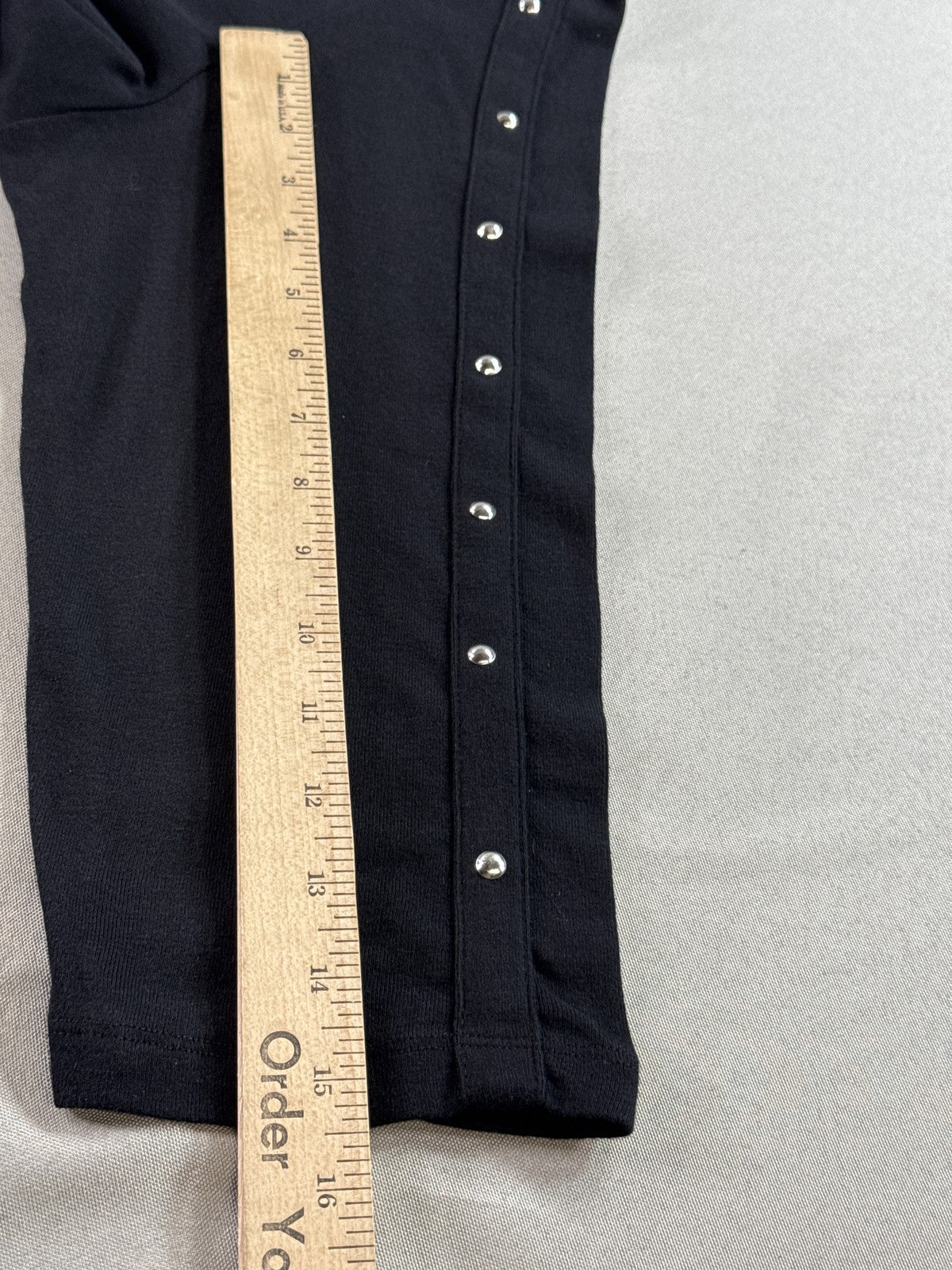 Black Long Sleeve Top 0X with Snap Button Detail Wear Trendy Fashion