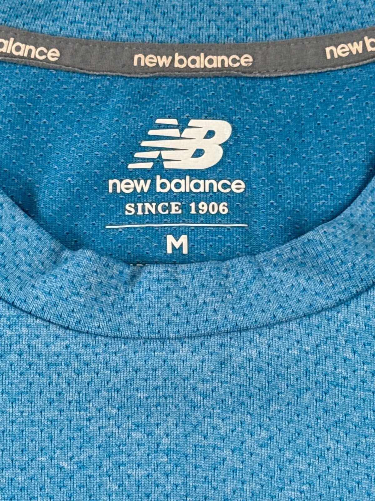 New Balance Mens M Light Blue Performance Athletic Tee Short Sleeve Mesh Running
