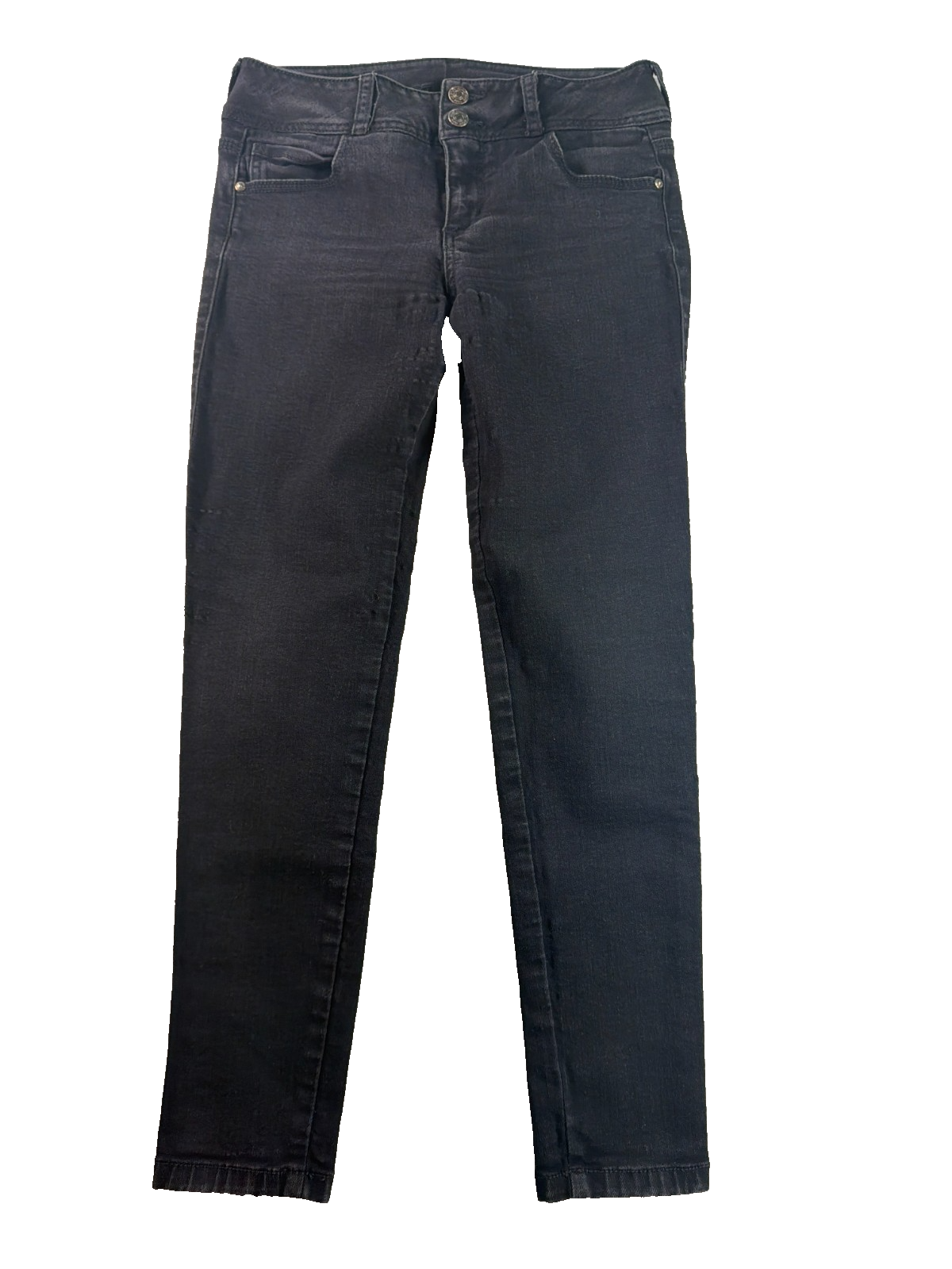 Studio F Colombian Jeans Women 8 Black Double Button Skinny Slim Denim Original