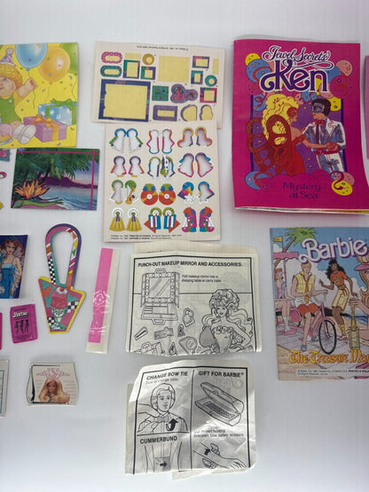 Vintage Barbie 1980s Paper Ephemera Lot Booklets Cards Stickers Inserts Ken 80s