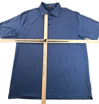 Nike Golf Dri-FIT Polo Shirt Mens L Navy Blue Stripe Short Sleeve Performance