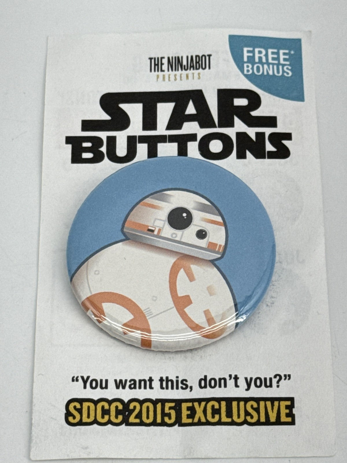 Star Wars Ninjabot Star Buttons SDCC 2015 Exclusive Pin Set Rey BB-8 Trooper Red