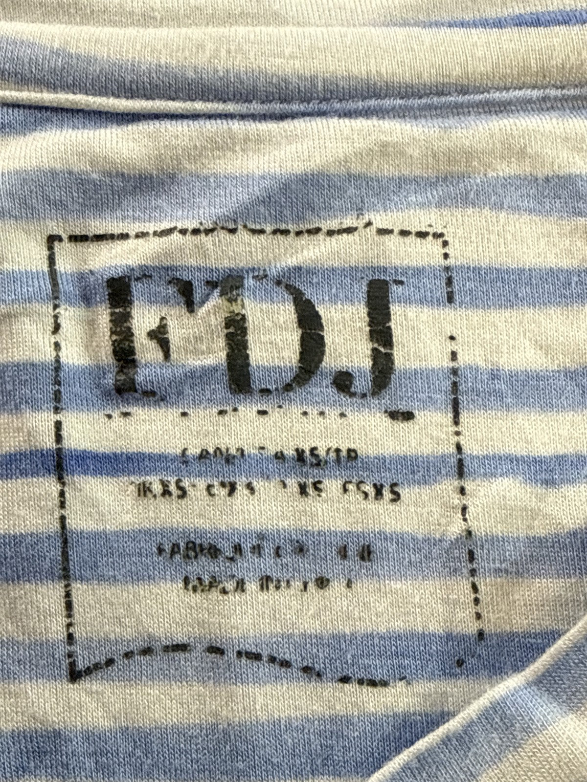 FDJ 1433885 Striped Long Sleeve Crewneck Top L Blue White Breathable Viscose Men