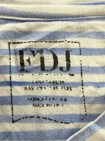 FDJ 1433885 Striped Long Sleeve Crewneck Top L Blue White Breathable Viscose Men