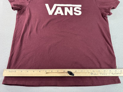 VANS Off Wall Burgundy Graphic Tee Large Cotton Crewneck Short Sleeve Skate