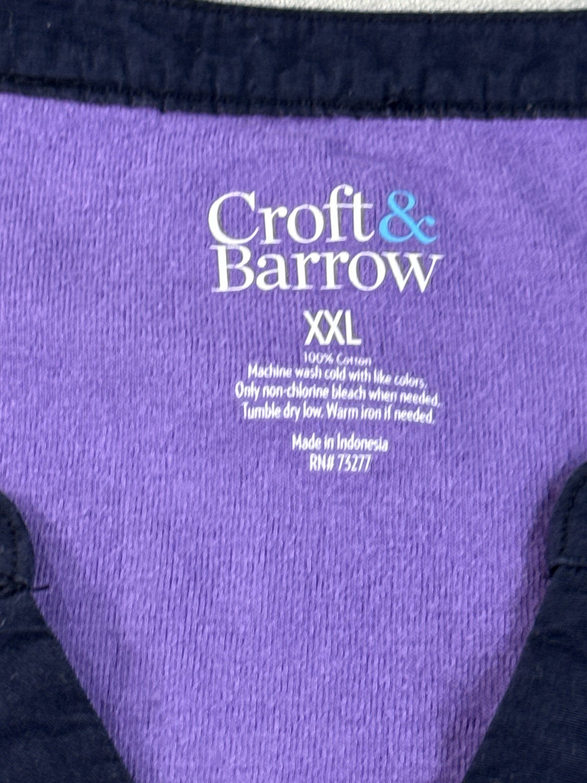 Croft Barrow Purple Geometric Print Henley Short Sleeve Top Womens XXL 100%