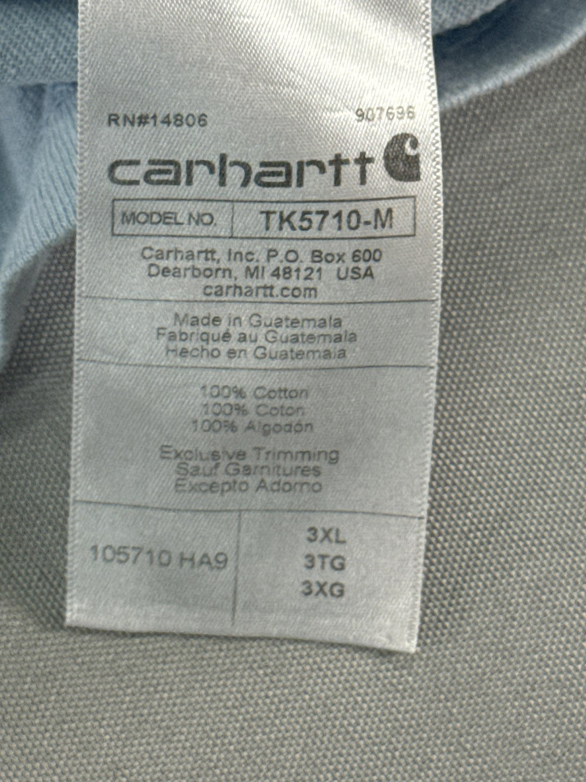 Carhartt Shirt Mens 3XL Blue Loose Fit Pocket Logo Tee Workwear TK5710-M Apparel