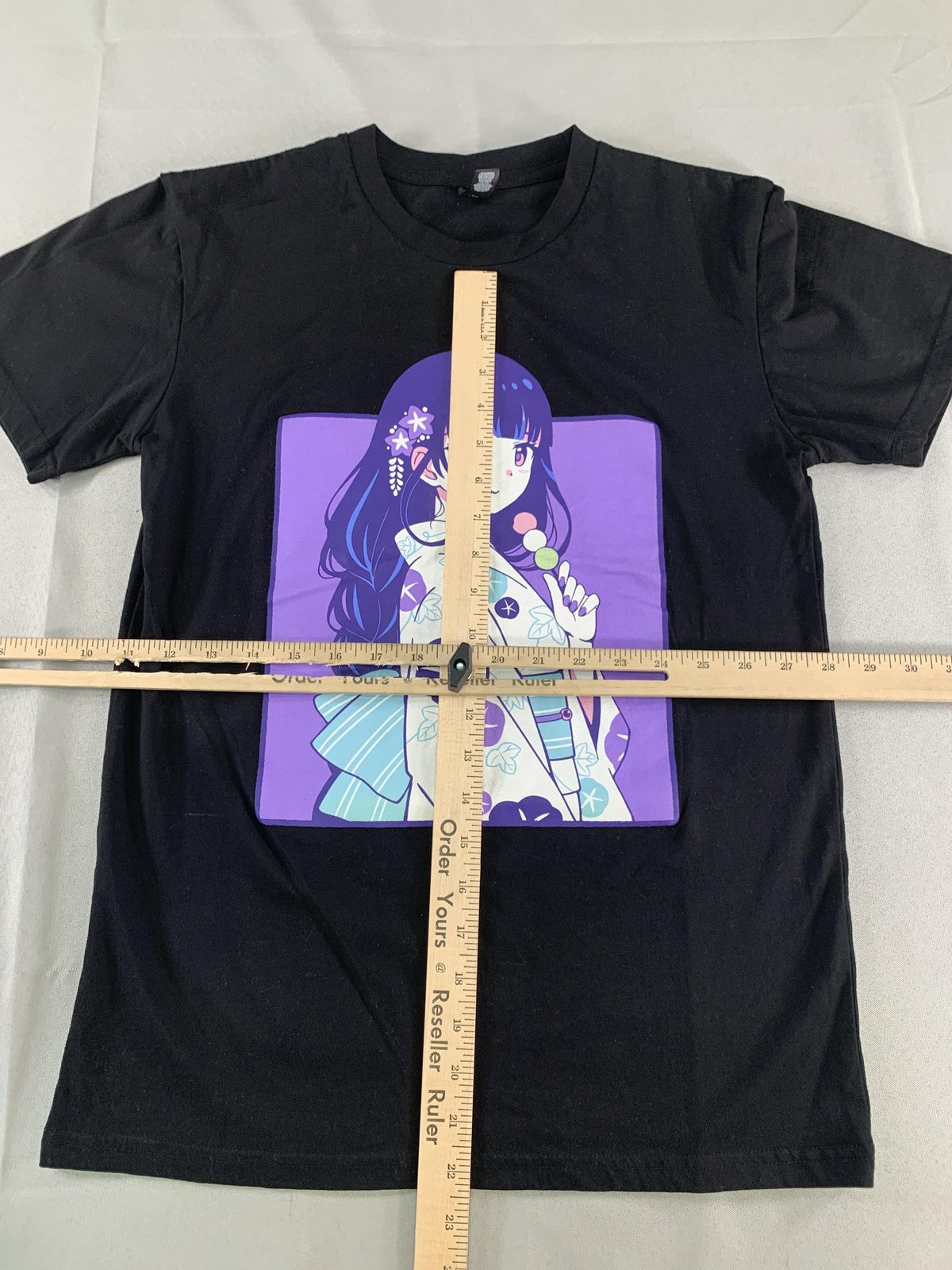 AS Colour Shirt Mens Small Black Anime Girl Kimono Graphic Tee Kawaii Manga