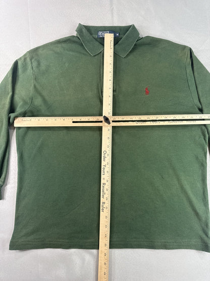 Polo M Ralph Lauren Shirt Mens Green Long Sleeve Cotton Collared Embroidered