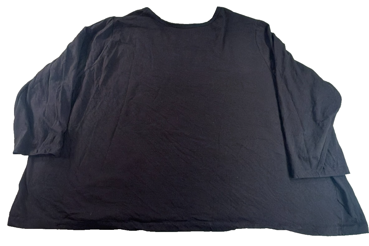 Dreams Co Women 5X Petite Long Sleeve Top Black Leopard Star Print Plus Sleep