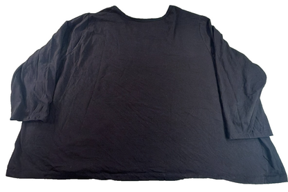 Dreams Co Women 5X Petite Long Sleeve Top Black Leopard Star Print Plus Sleep