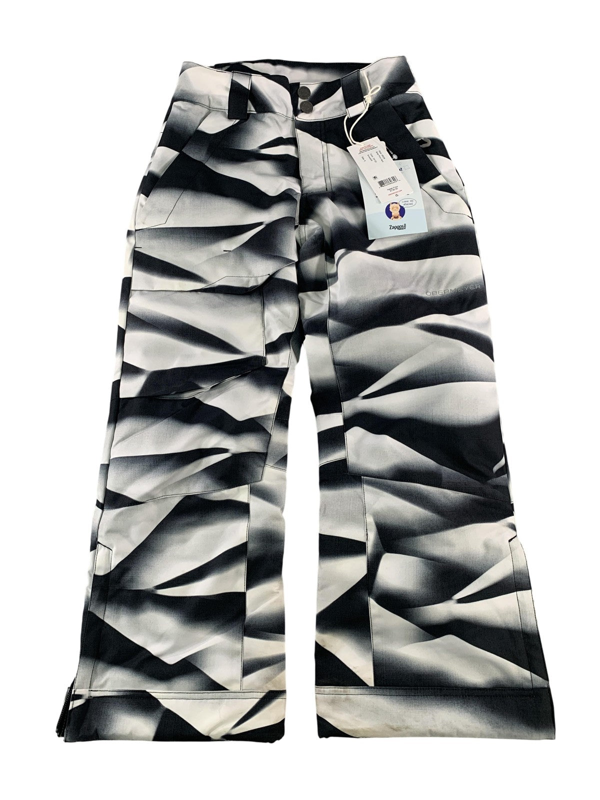 Obermeyer Pants Youth Teen Small 8 Black White Print Ski Snow Insulated 45026 on