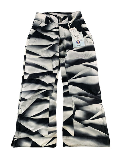 Obermeyer Pants Youth Teen Small 8 Black White Print Ski Snow Insulated 45026 on