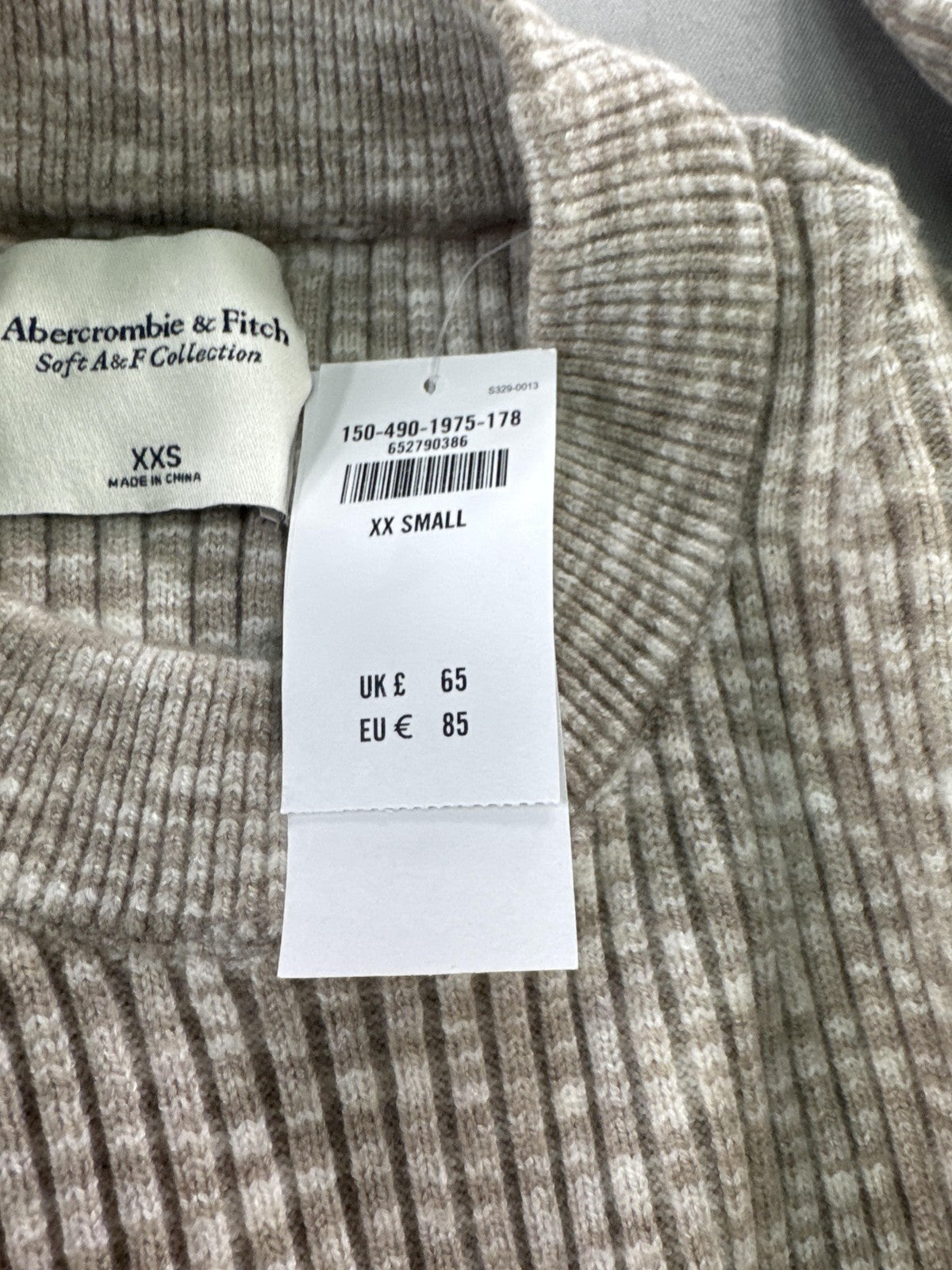 Abercrombie & Fitch Sweater Womens XXS Beige Soft A&F Collection Ribbed Knit New
