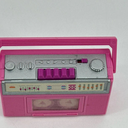 Barbie Pink Boombox Cassette Wind-Up 1980s Action Accents Radio Mattel Retro