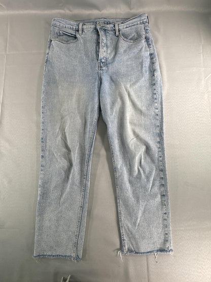 Old Navy Jeans Womens 14 Light Wash Sky Hi Straight Secret Slim Pockets Raw Hem