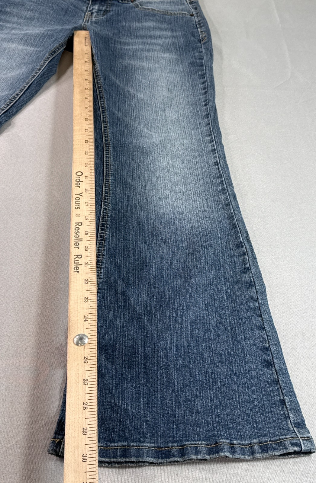 Angels Jeans Womens 5 Short Blue Flare Bootcut Stretch Low Rise Denim Pants