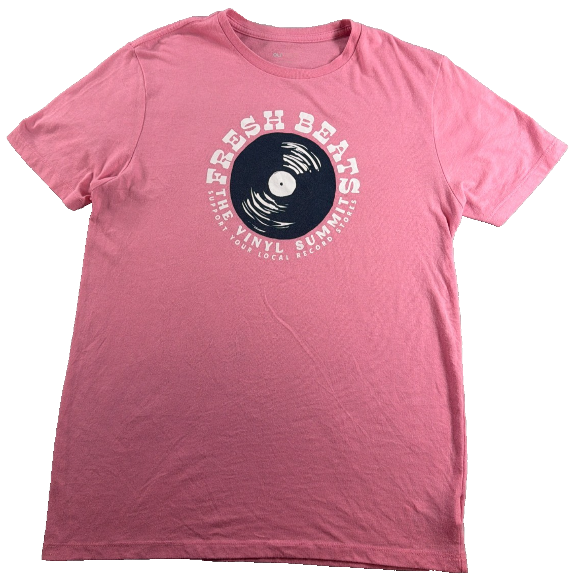 Old Navy Fresh Beats Vinyl Summit Record Store Graphic Tee Womens Small Pink