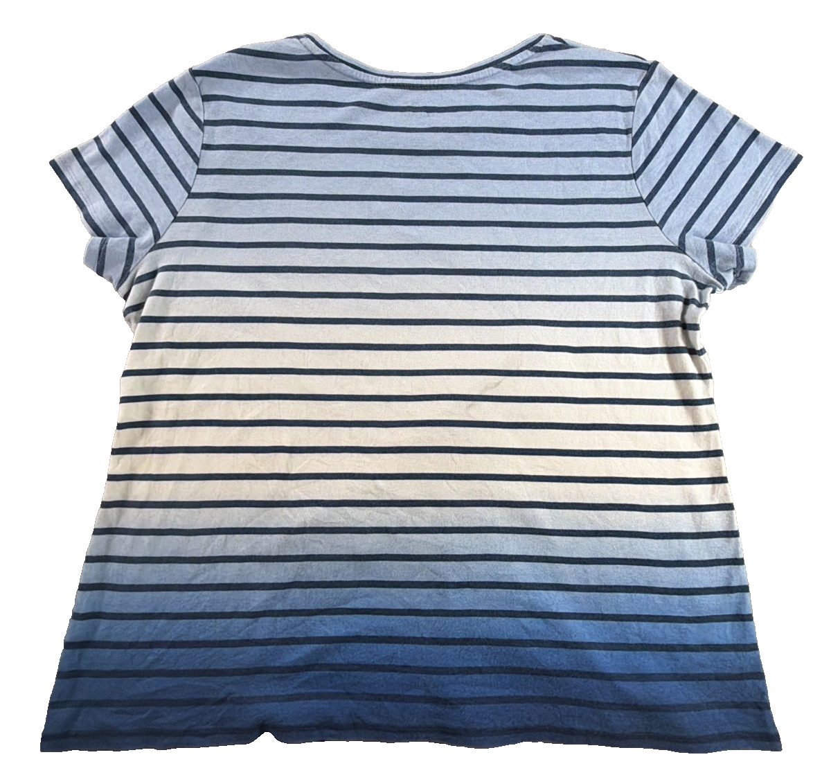 Croft & Barrow Classic Tee Womens PL Petite Blue Ombre Stripe Short Sleeve Top