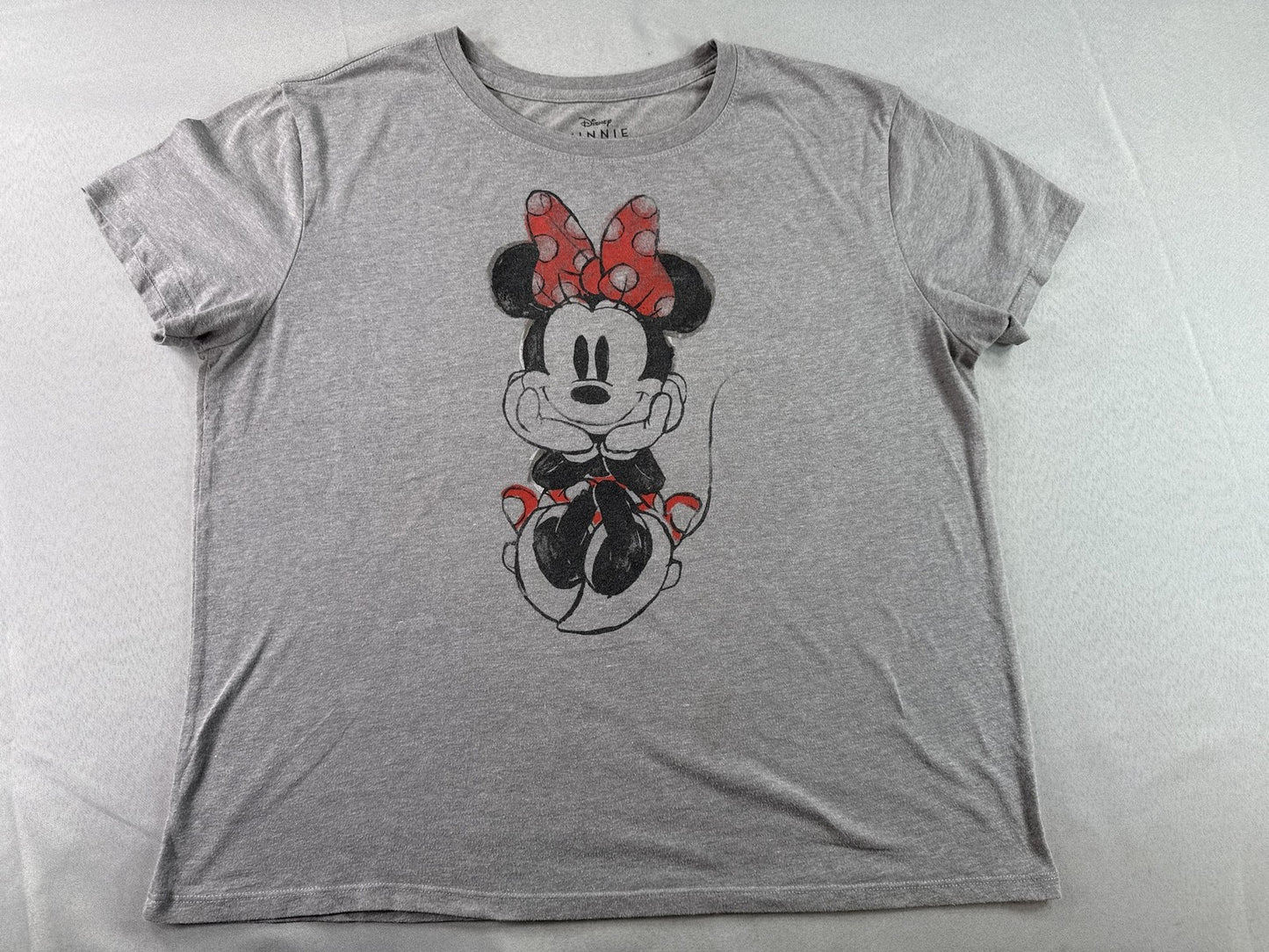 Disney Minnie Mouse Graphic Tee Gray XXL 50/50 Cotton Polyester