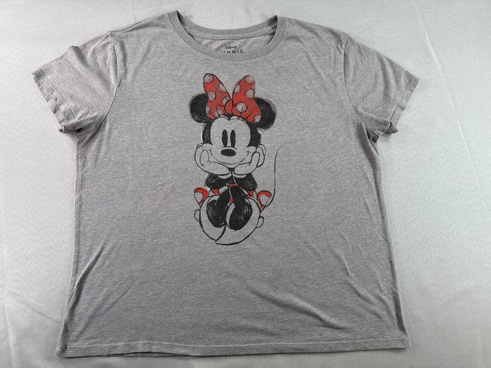 Disney Minnie Mouse Graphic Tee Gray XXL 50/50 Cotton Polyester