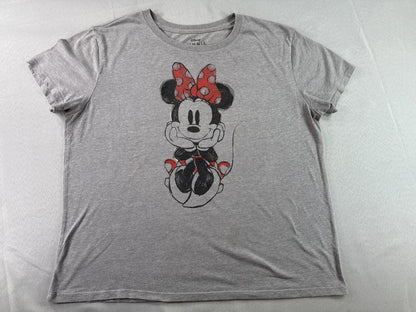 Disney Minnie Mouse Graphic Tee Gray XXL 50/50 Cotton Polyester