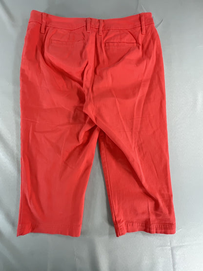 St Johns Bay Pants Womens 10 Red Cropped Capri Flat Front Casual Summer Chinos