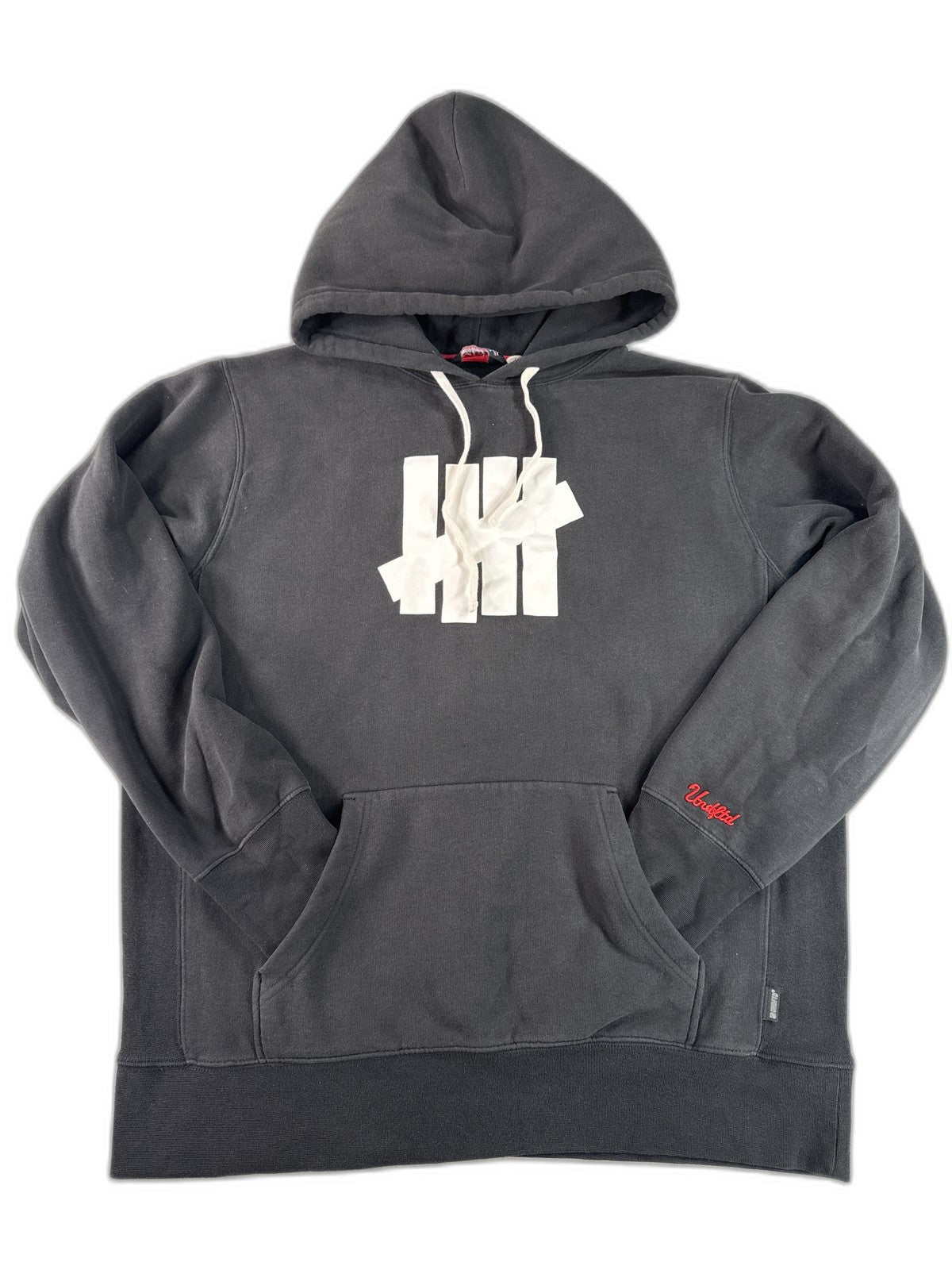 UNDEFEATED Hoodie XL Black Cotton Pullover Graphic Long Sleeve Streetwear Five