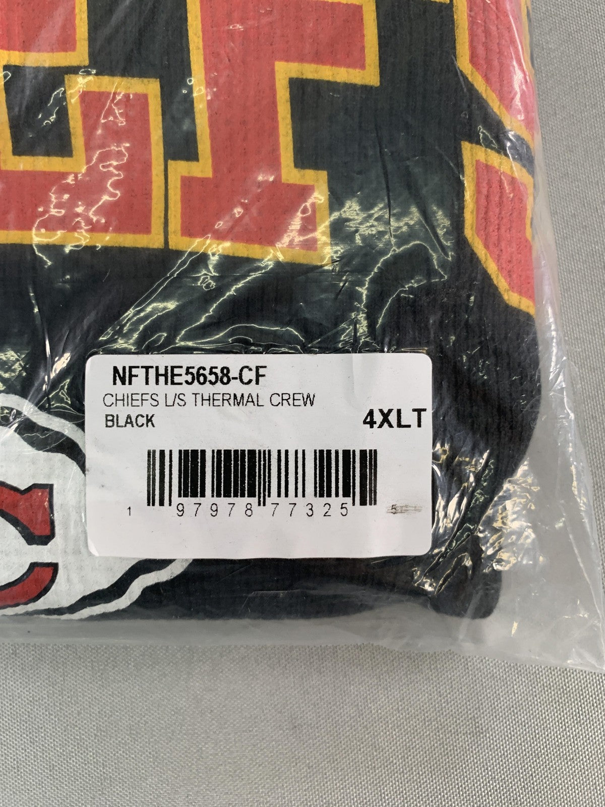 Kansas City Chiefs Shirt Mens 4XLT Black NFL Football Long Sleeve Thermal Crew