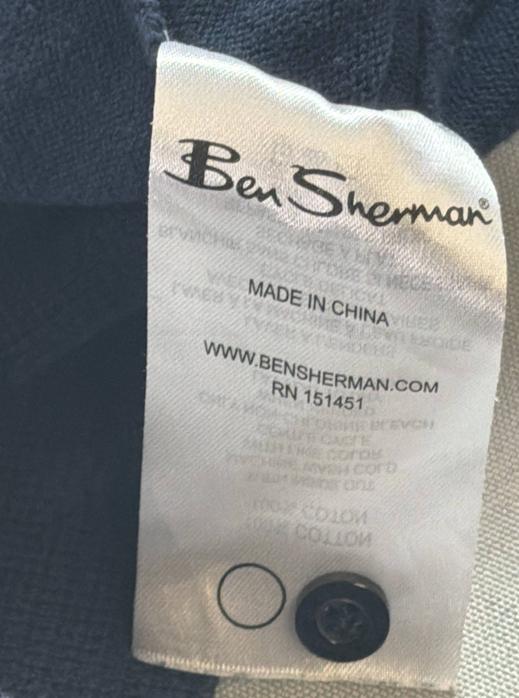 Ben Sherman Mens Large Navy Knit Vertical Stripe Polo Shirt Mod Retro Cotton