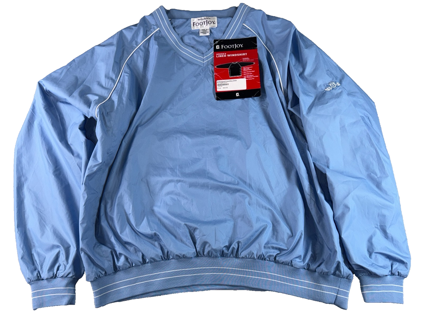 FootJoy Womens XL Lined Windshirt Light Blue Golf Pullover Oakmont Country Club