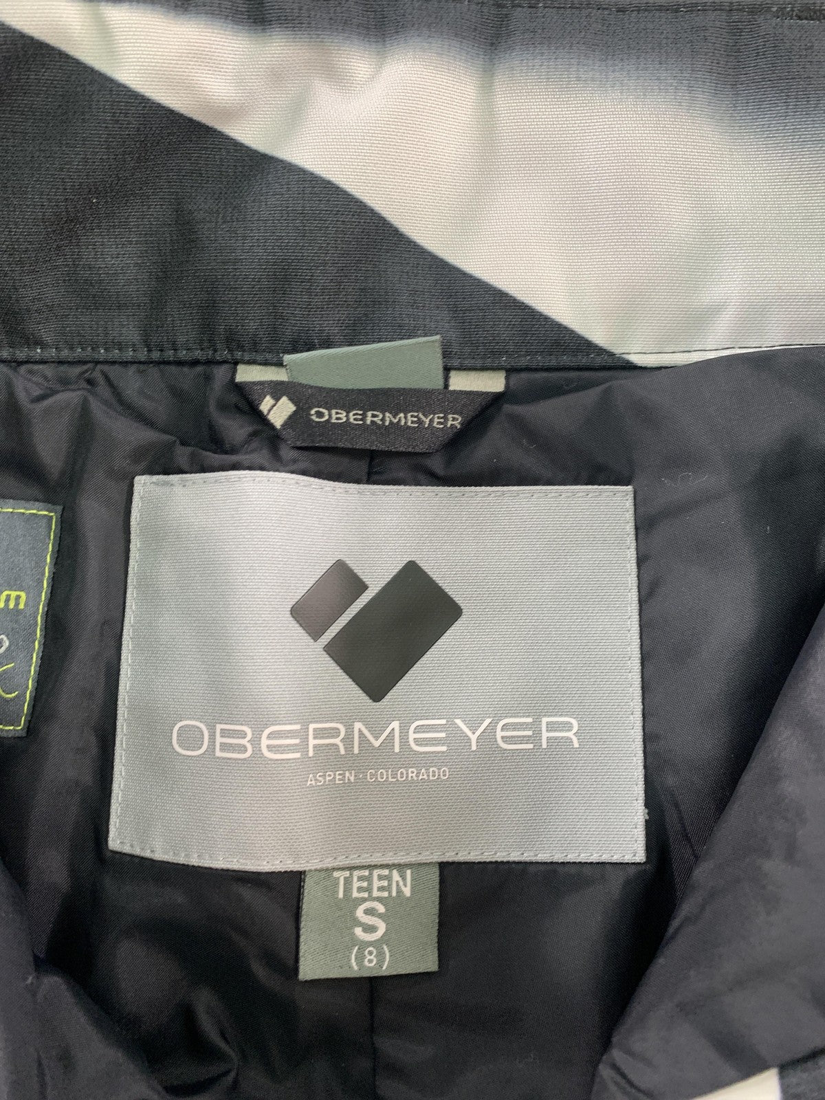 Obermeyer Pants Youth Teen Small 8 Black White Print Ski Snow Insulated 45026 on
