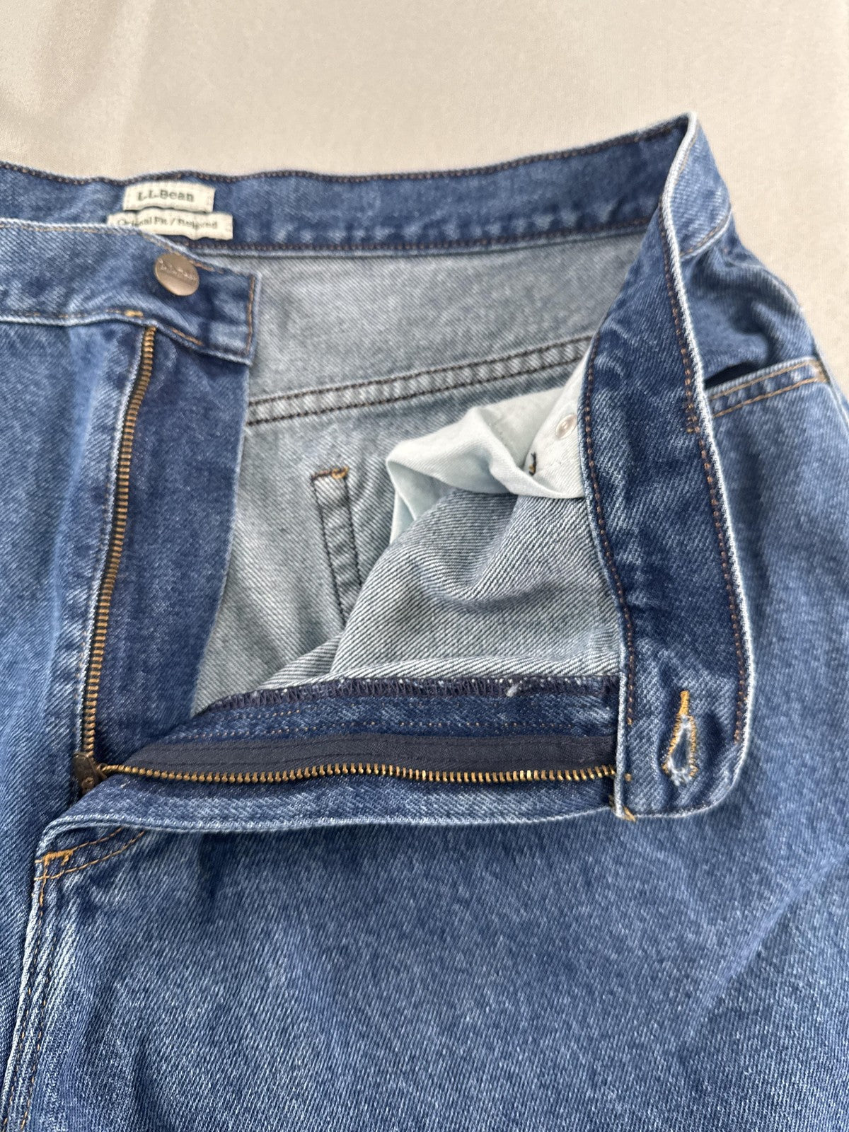 LL Bean Jeans Womens 20 Petite Blue Original Fit Relaxed Straight Denim Pants