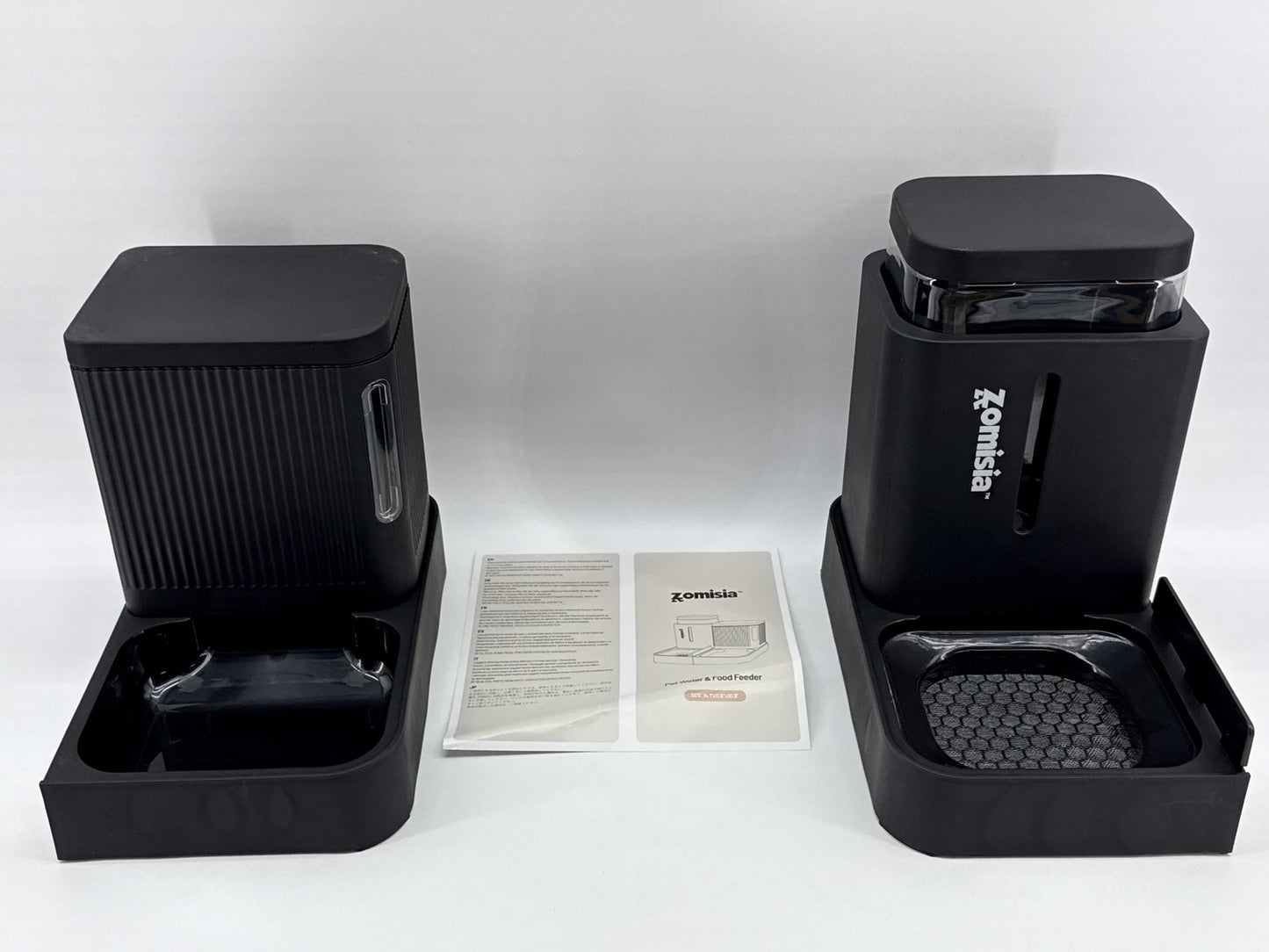 Zomisia Gravity Pet Feeder Black Plastic Dual Compartments Modern