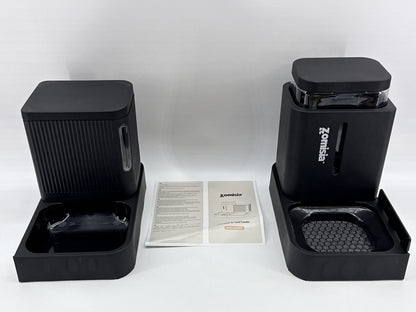 Zomisia Gravity Pet Feeder Black Plastic Dual Compartments Modern