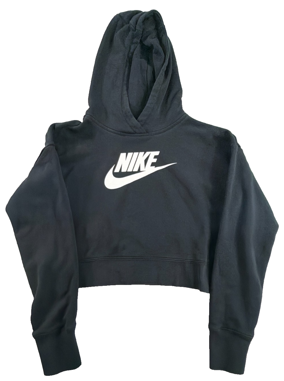 Nike Sportswear Club Fleece Oversized Crop Pullover Hoodie Women XL Black Swoosh