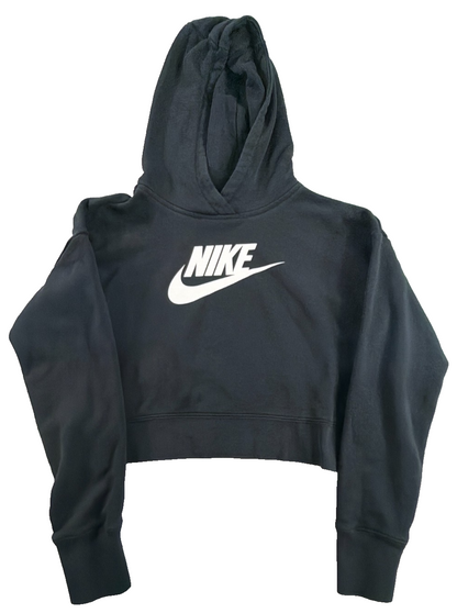Nike Sportswear Club Fleece Oversized Crop Pullover Hoodie Women XL Black Swoosh
