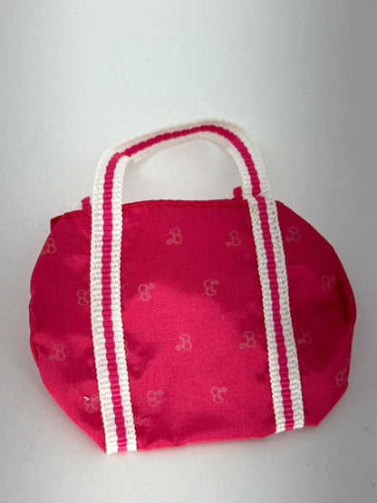 Vintage Barbie Doll Travel Set Suitcase Tote Garment Bag Pink Logo 1980s Mattel