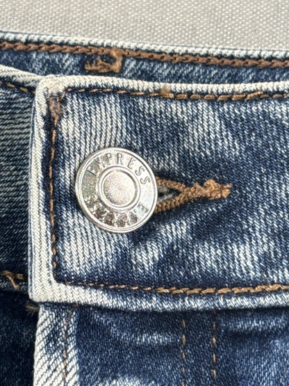 Express Womens Jeans Size 0 Short Blue High Rise Relaxed Straight Distressed 13