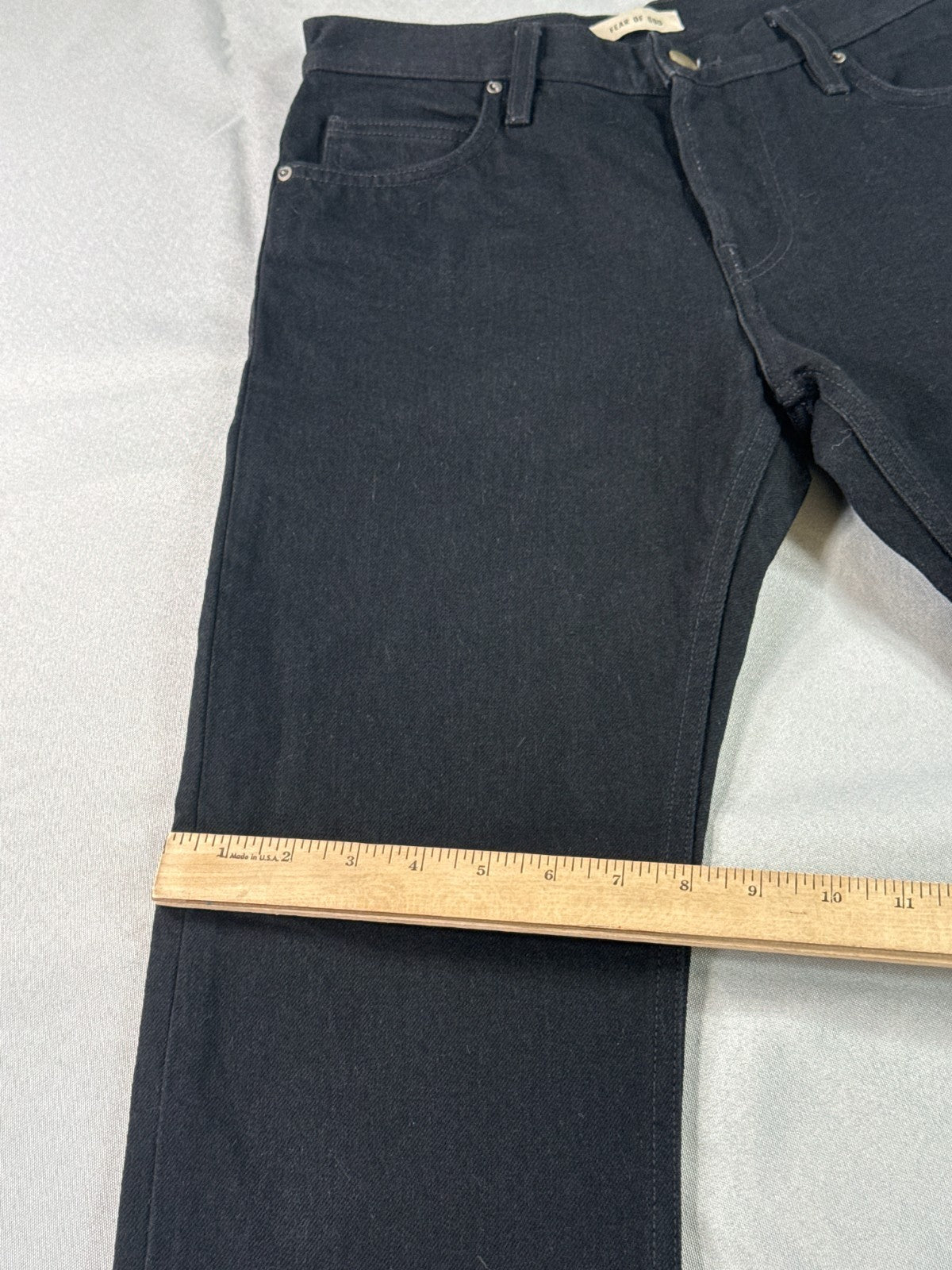 Fear of God Jeans 28 Black Denim Straight Leg Raw Hem Selvedge Fourth Collection
