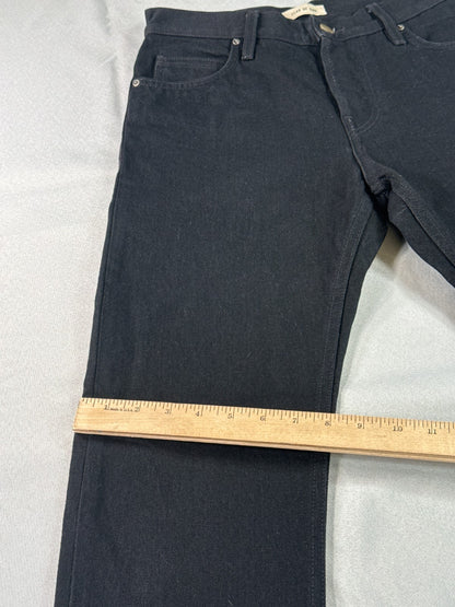 Fear of God Jeans 28 Black Denim Straight Leg Raw Hem Selvedge Fourth Collection