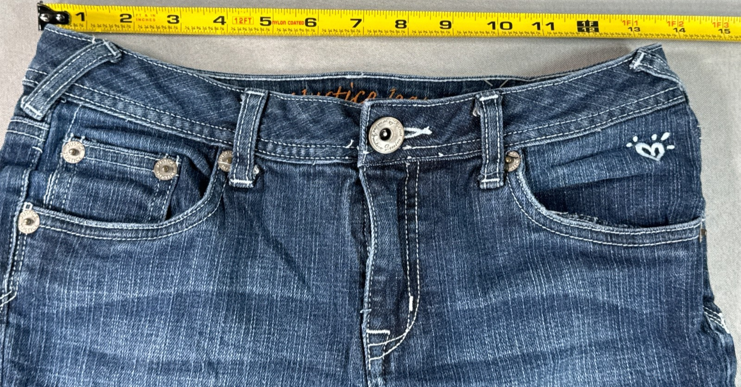 Justice Jeans Girls 14R Blue Denim Flare Bootcut Stretch Low Rise Pants