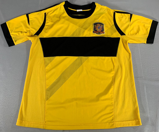 Vintage Spain Soccer Jersey #17 Yellow Black Mesh Mens M Futbol Shirt España